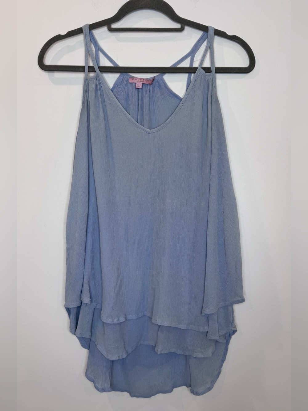 Calypso St. Barth Sky Blue Layered silk V-Neck Camisole sz large